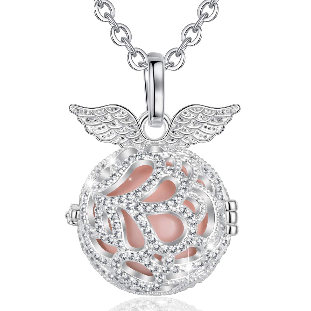 AEONSLOVE Bola Chime Ball Pregnancy Pendant Necklace Angel Caller Music Wishing Bola Locket for Mom Baby Best Jewellery Gift