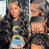 Pizazz 13x6 HD Transparent Lace Front Wigs Human hair Pre Plucked 180 Density Brazilian Body Wave Frontal Wigs Human Hair wit
