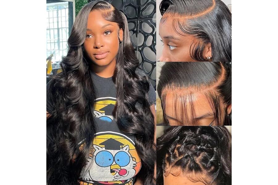 Pizazz 13×6 Body Wave Transparent Lace Front Wigs Human Hair Pre Plucked 180 Density HD Lace Frontal 9A Glueless Wigs with Baby Hair for Women 26Inch