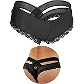 ohyeah Womens Underwear Sexy Lace Hipster Panties for Women Cheeky Cotton Crotch Crisscross Strappy Boyshorts Panties XS-4XL