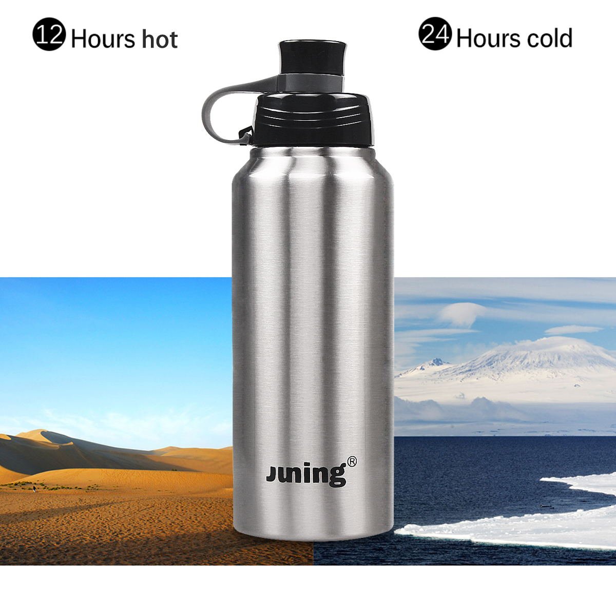 Stainless Steel Sports Water Bottle Double Wall Vacuum Sealed 32 Oz JUNING