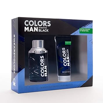United Colors of Benetton Man Black Eau De Toilette and Shower Gel, 100 ml (Pack of 2)