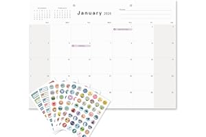 2026 Desk Calendar (Now – Jun.2027) 35×25.5 cm with Canada Holidays and 234 Stickers, Large Monthly Desktop Calendar 2026 for