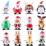 FEPITO 12 Pcs Christmas Wind Up Toys Snowman Reindeer Kids Party Bag Stocking view 1