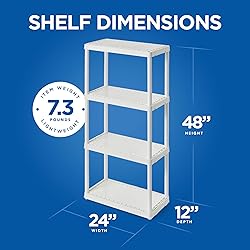 Gracious Living 4 Shelf Fixed Height Solid Light
