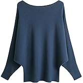 GABERLY Boat Neck Batwing Sleeves Dolman Knitted Sweaters and Pullovers Tops for Women