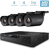 Amcrest 4CH Security Camera System Full 1080P HD-CVI Video DVR with 4X 1920TVL 2MP 1080P Indoor Outdoor Weatherproof IP67 Cameras, 1TB Hard Drive, 98ft Night Vision, for Home Business (AMDV20M4-4B-B)