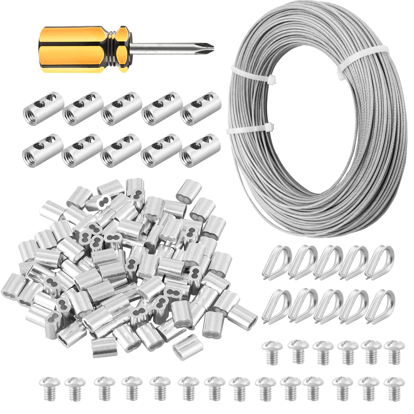 Abimars Stainless Steel Garden Wire Rope, 2mm, 100m, 7x7 Strand Core Metal Cable for Fence, Picture Hanging, Clothes Line