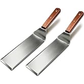 Adoco Set of 2 Extra Long Thicker Stainless Steel Griddle Spatula BBQ Tools | Full Tang,Beveled Edges,Stainless Steel Grill Spatula,Grilling Accessories for Blackstone,FlatTop,Griddles,Gifts for Men