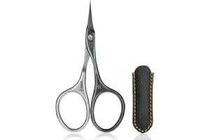 GERMANIKURE Tower Point Cuticle Scissors Grooming Scissors FINOX Stainless Steel Professional Nail Scissors in Leather Case -Ethically Made in Solingen Germany - 4705