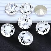 DONGZHOU Pointback Large Rhinestones,8 pcs Round K9 Glass Rhinestones 27mm Clear Gemstones Faceted Glass Beads for Craft Shoes Dress Jewelry Making
