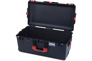 Pelican Air 1646 Case by ColorCase - Black - Large Size Waterproof Case (Case Only) - Red Handles & Latches