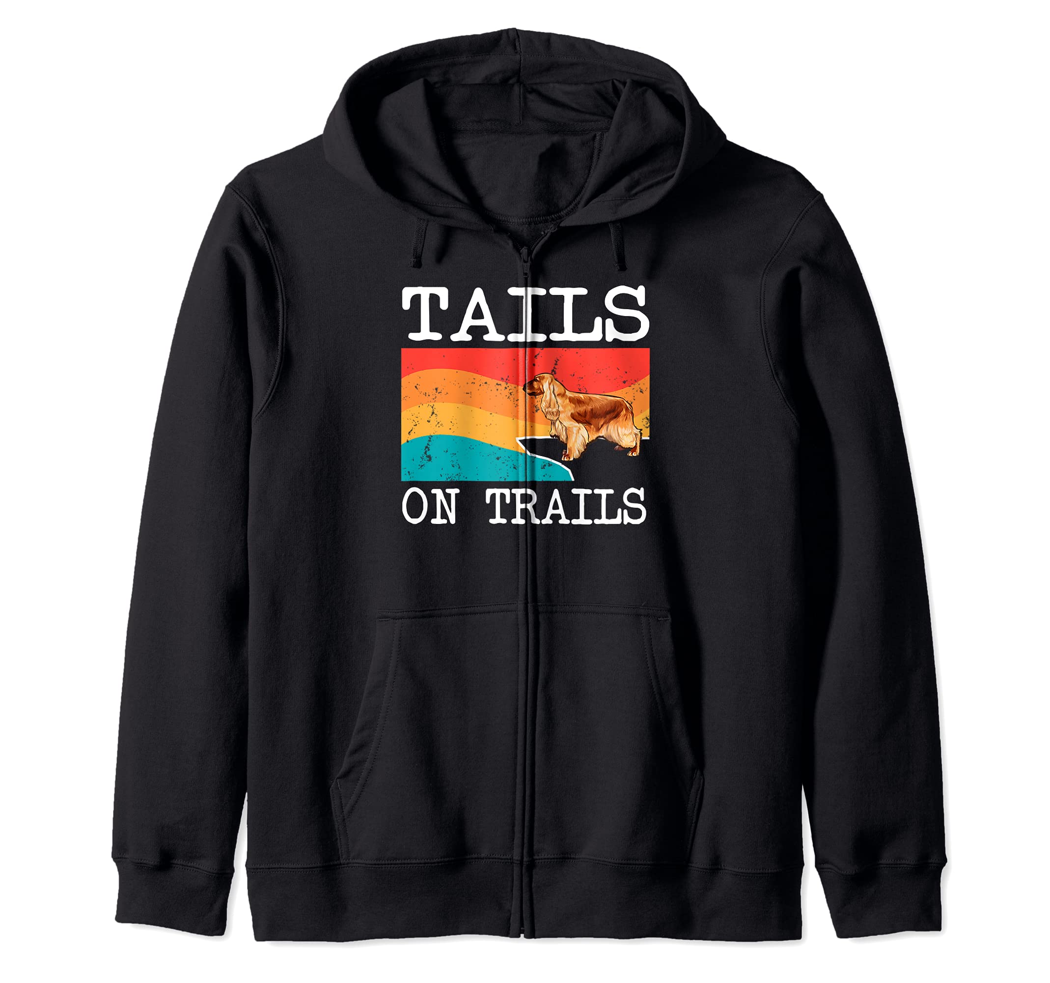 Tails On Trails English Cocker Spaniel Dog Funny Hiking Zip Hoodie