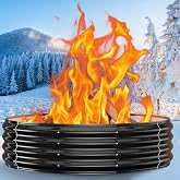 60in Large Fire Pit Ring for Outside, Heavy Duty Wood Burning Firepit/Fireplace for Backyard Bonfire, Patio, Camping &amp; Outdoor Gatherings,Portable Galvanized Steel Fire Bowl with High Heat Resistant