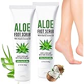 Aloe Vera & Coconut Oil Foot Scrub - Foot Exfoliating Scrub with Vitamin E Pure Salt Moisturize for Dry, Rough, Cracked Feet Heels and Calluses - Feet Exfoliator for Women and Men (2 Pack, 2.1oz)