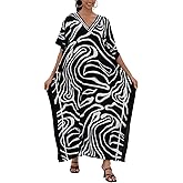 Kaftan Dresses for Women V-Neck Print Swimsuit Cover Up Plus Size Beach Caftan Lounge Dress