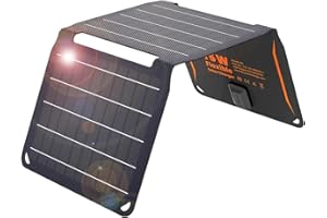 FlexSolar 15W USB Solar Panel Small Portable Foldable Solar Charger (5V/3A Max), Mobile Solar Panels Compatible with Cell Phone iPad, IP67 Waterproof Mini Solar Panels for Backpacking, Camping, Hiking
