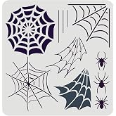 FINGERINSPIRE Spiderweb Stencil - 11.8x11.8inch Reusable Spiderweb and Spider Drawing Stencil for Painting on Wall, Canvas, Tile, Furniture, Paper