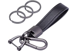 Wisdompro Genuine Leather Car Keychain, Universal Heavy Duty Key Fob Keychain Leather Key Chain Holder for Men and Women