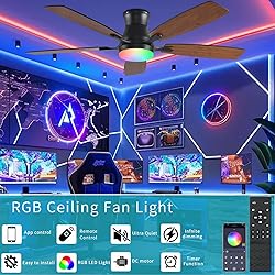 FUMLTP Ceiling fans with Lights, 54 In RGB Low