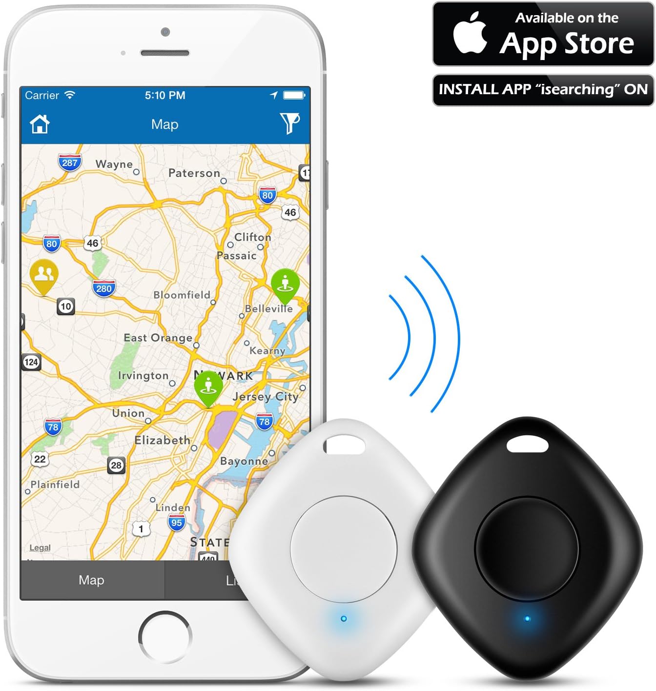 4 Pack Wireless Key Finder with Camera Remote, RebirthTree Bluetooth Anti-lost Key Tracker Phone Finder for Key/Pet/Wallet/Cell Phone (iOS and Android, White / Black)