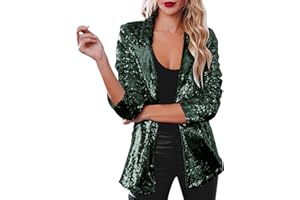 Women Sequins Blazer Sequin Jacket Casual Long Sleeve Glitter Party Shiny Lapel Coat Jacket Women Plus Size