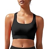RUNNING GIRL High Impact Sports Bras for Women - Scoop Neck Strappy Sports Bra High Support Moulded Cup Workout Bra