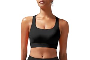 RUNNING GIRL High Impact Sports Bras for Women - Scoop Neck Strappy Sports Bra High Support Moulded Cup Workout Bra