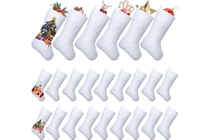 Asisca 24 Pieces Christmas Sublimation Non-Woven Stockings, 18 Inches Christmas Stockings Xmas Fireplace Hanging Stockings DIY Heat Transfer Printing Christmas Decoration