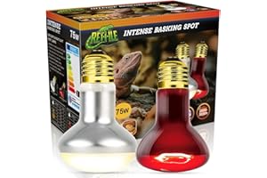 MISDOOD Reptile Heat Lamp Bulb 75W, 2-in-1 Day & Night Combo, Infrared Heat Lamp & UVA Sunlight Heating Lamp for Reptile Terrariums