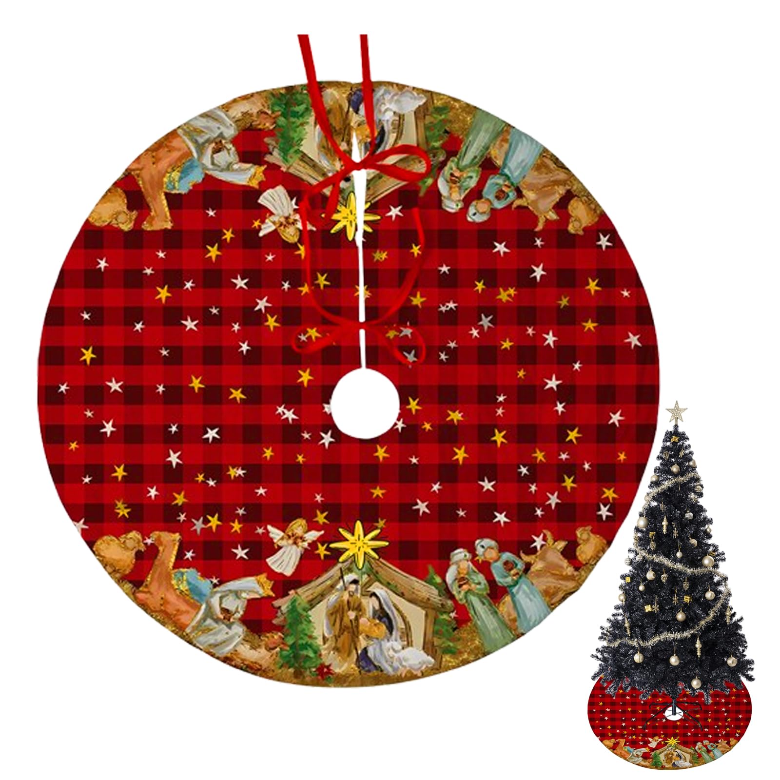 Christmas Tree Skirt for Christmas Holiday Home Easy to Use Xmas Tree Skirt Classic Circular Contour Tree Skirts Christmas Tree Mat is Durablesoft and Comfortable Tree Skirts Xmas Tree Decorations