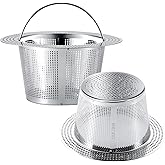 Xonusin 2 Pc Kitchen Sink Drain Strainer, 304 Stainless Steel with Portable Handle for Standard 3-1/2 Inch Drain, Large 4.21 Inch Basket
