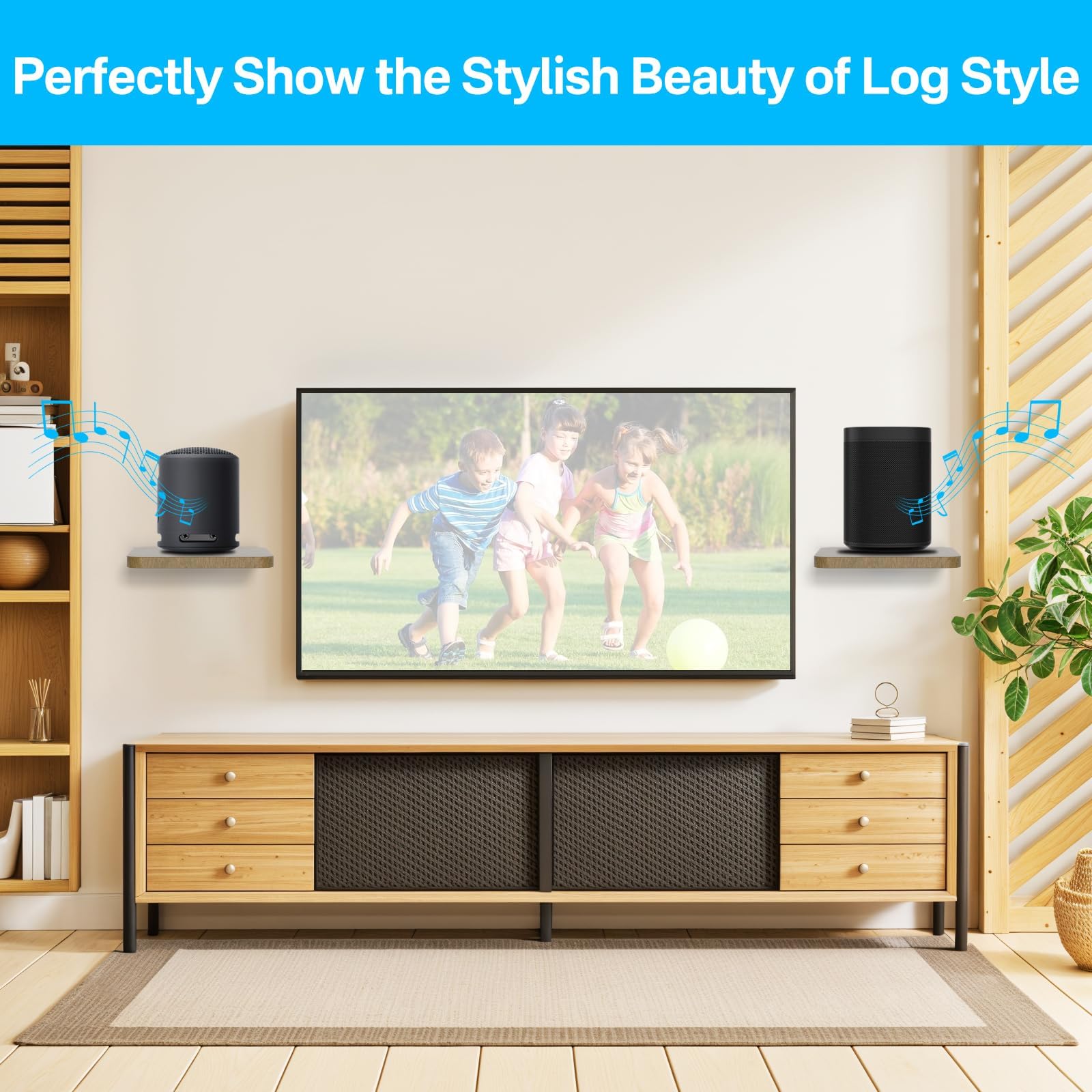 Universal Rear Speaker Shelves for Samsung, Roku, Sony, JBL, Vizio, LG - Adjustable Floating Wall Mount for Most Satellite Audio Mounting, Pair