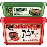 Korean Food Choripdong Gochujang & Ssamjang Sauce Set Red Chili Paste 670g | Korean sauce set with gochujang and ssamjang for