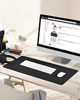 YSAGi Non-Slip Desk Pad 80x40 cm Waterproof PVC Leather Desk Protector Black view 2