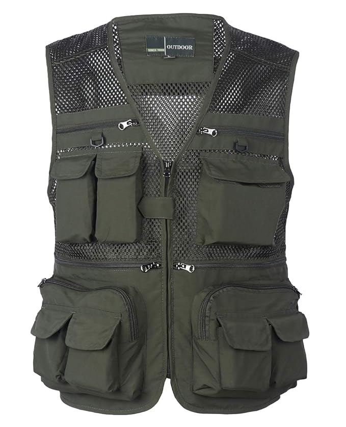 Gilet Multitasche Uomo Per Pesca E Outdoor - Leggero, Traspirante, 14 Tasche - Foto 10