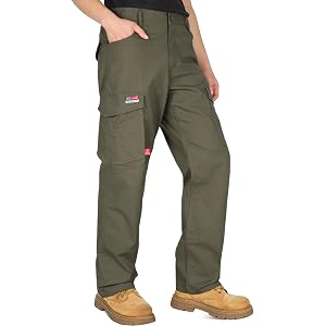 BOCOMAL FR Pants for Men Lightweight Relaxed Strecth Ripstop Cargo Pockets | 7oz 98%Cotton 2%SP,Flame Resistant Utility Jean