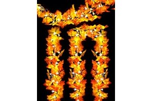 wohohoho 3 Packs Fall Decor Fall Garland with Lights, 30ft 75 LED Total Fall Lights Halloween Garland. Autumn Maple Leaf Lights Battery Operated Fall Home Decor for Thanksgiving Halloween Christmas
