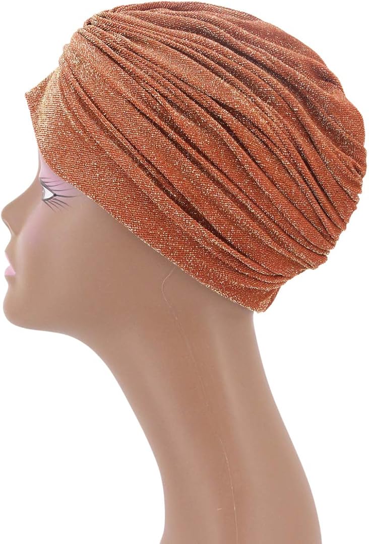 Surkat Unisex Shiny Metallic Turban Printed Sun Cap Hair Turban Hat Stretch Headwear Costume Accessory at  Women’s Clothing store