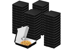 yptniginu 48 Pcs Mini Pizza Pizza Boxes Disposable black Small Dessert Boxes for Party Favor Decorations for Cake Cookies Party Favor (Black)