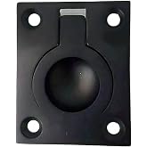 QCAA Solid Brass Flush Ring Pull, 36.5 x45 mm, Matte Black, 1 Pack, Made in Taiwan