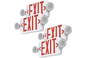 SASELUX Red Led Exit Sign Emergency Light Combo Adjustable Two Head, Double Sided and Battery Backup Exit Light, Contractor Select, AC 120/277V (4 Pack)