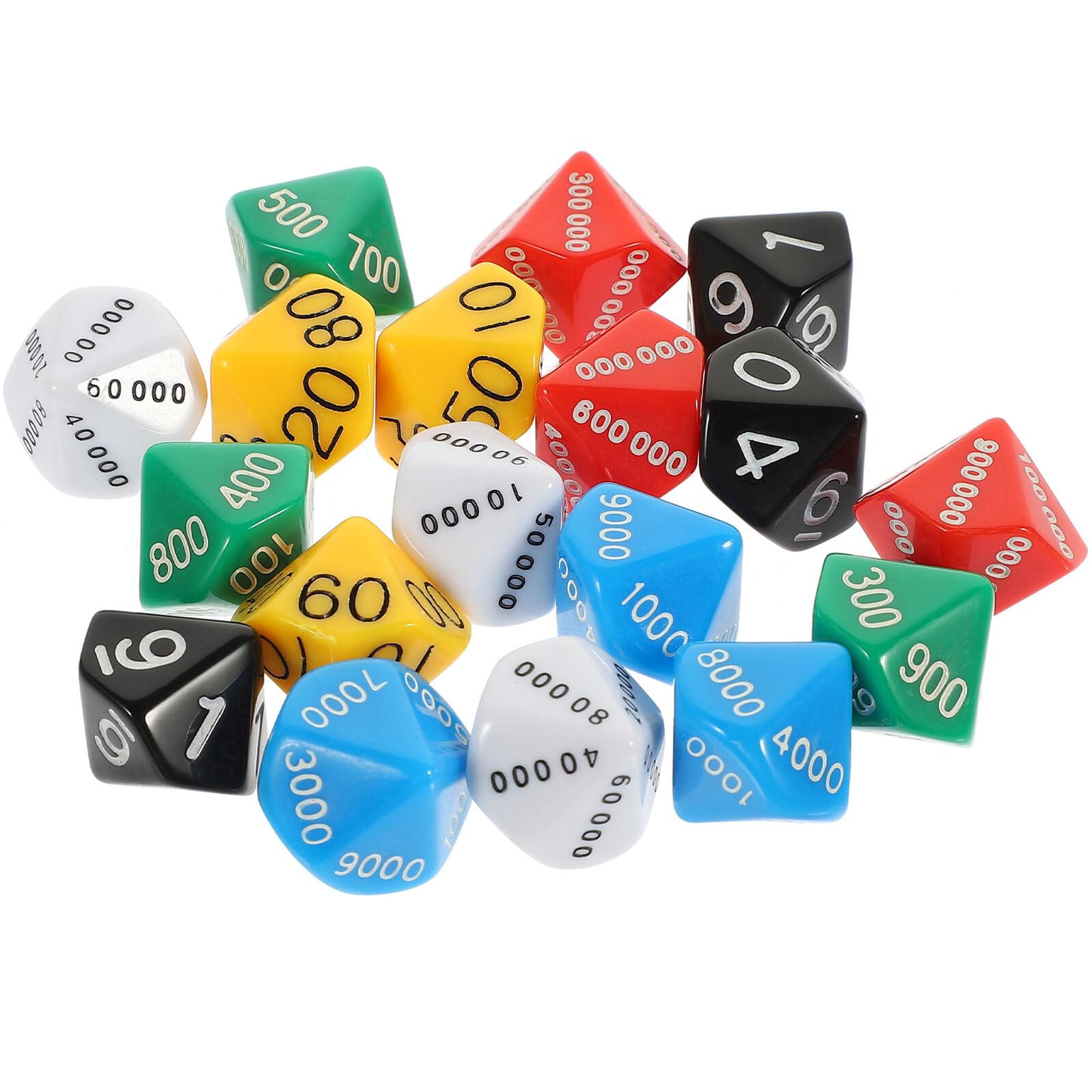 COHEALI 18 Pieces Multi-Sided Dice Set Portable Polyhedral Game Dice for Party Board Games Educational Plaything 0.87In Cube
