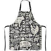 Lefolen Butcher Butchery Animal Adjustable Bib Apron Kitchen Cooking Baking Gardening Apron for Women Men