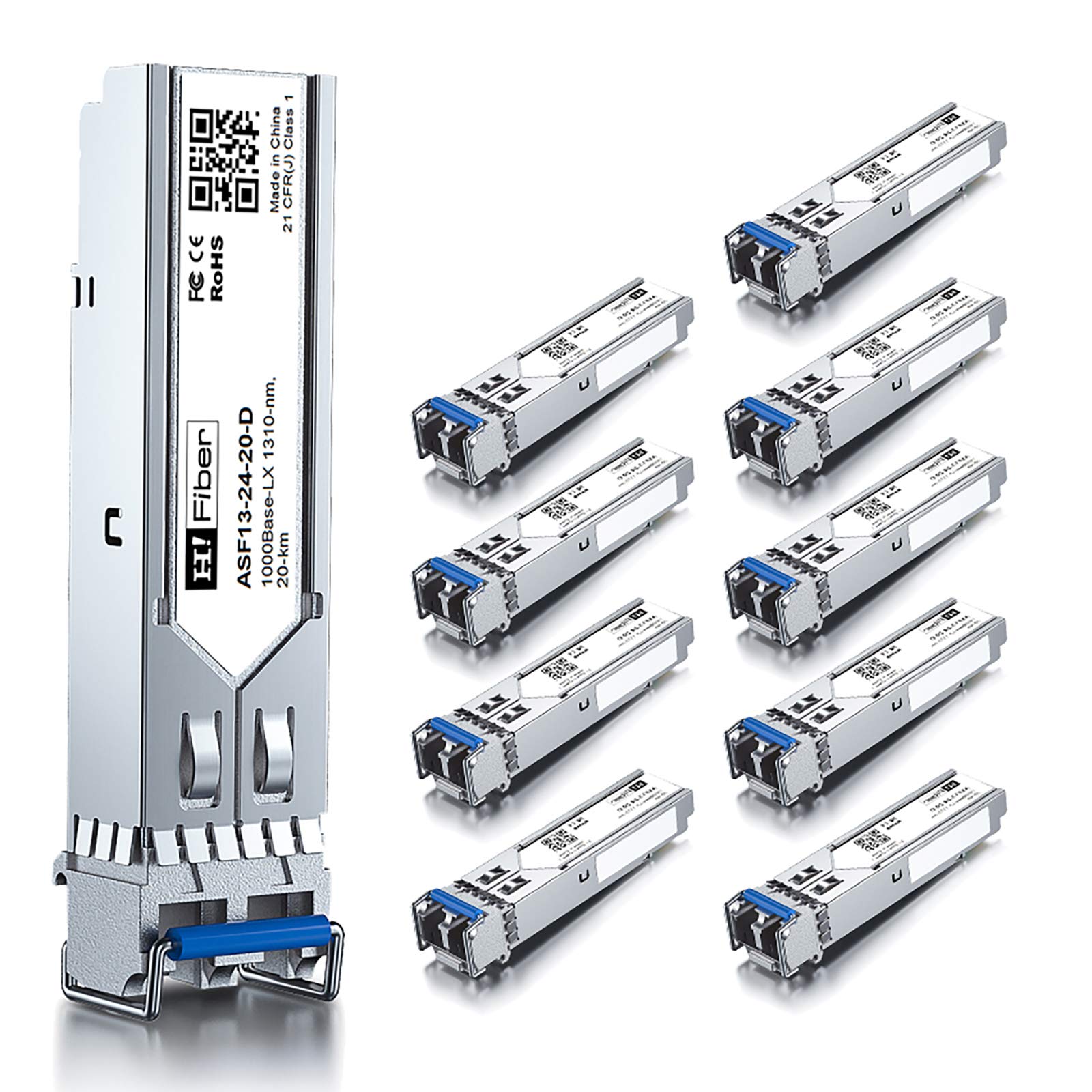 10 pack,1000BASE-LX SFP Transceiver,SFP to LC,1.25G Singlemode module Compatible with Cisco GLC-LH-SM/GLC-LH-SMD, MA-SFP-1GB-LX20,Ubiquiti UniFi UF-SM-1G,Mikrotik S-31DLC20D, Netgear AGM732F...