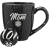 Rico Industries NHL Hockey Boston Bruins Mom 16 oz Team Color Laser Engraved Speckled Ceramic Coffee Mug