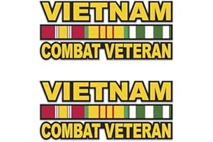 EDWARD & CO Set of 2 Sticker Vietnam Combat Veteran with Ribbons Vet Decal United States for Car Truck Window Laptop Bumper US