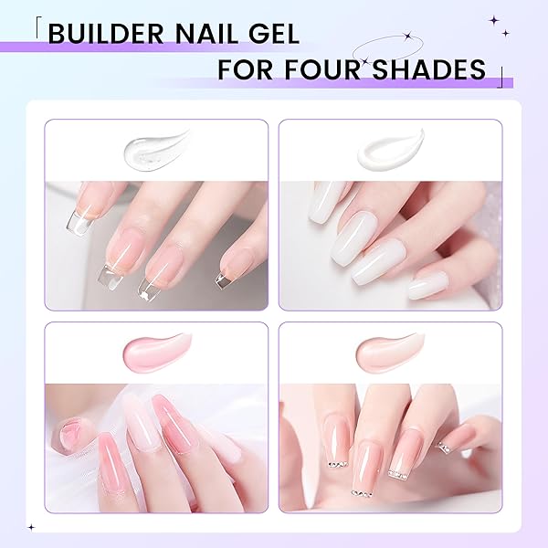 CLEAR & PINK HARD GEL FOR NAILS 120G BUILDER GEL NAIL KIT R FOR NAIL EXTENSION AND STRENGTHENING FOR HOME USE OR SALON