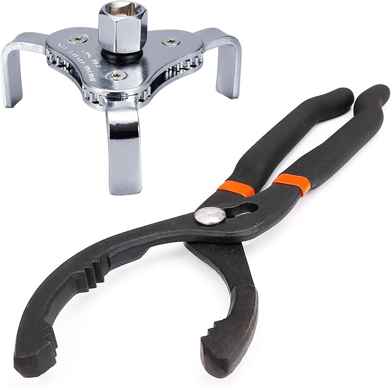 Toolwiz 2pcs Oil Filter Removal Tool 12" 3-Jaw Adjustable 64-115mm