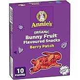 ANNIE'S - FAMILY PACK SIZE - Organic Fruit Flavoured Snacks Berry, Pack of 10 Pouches, Natural Strawberry, Cherry and Raspber
